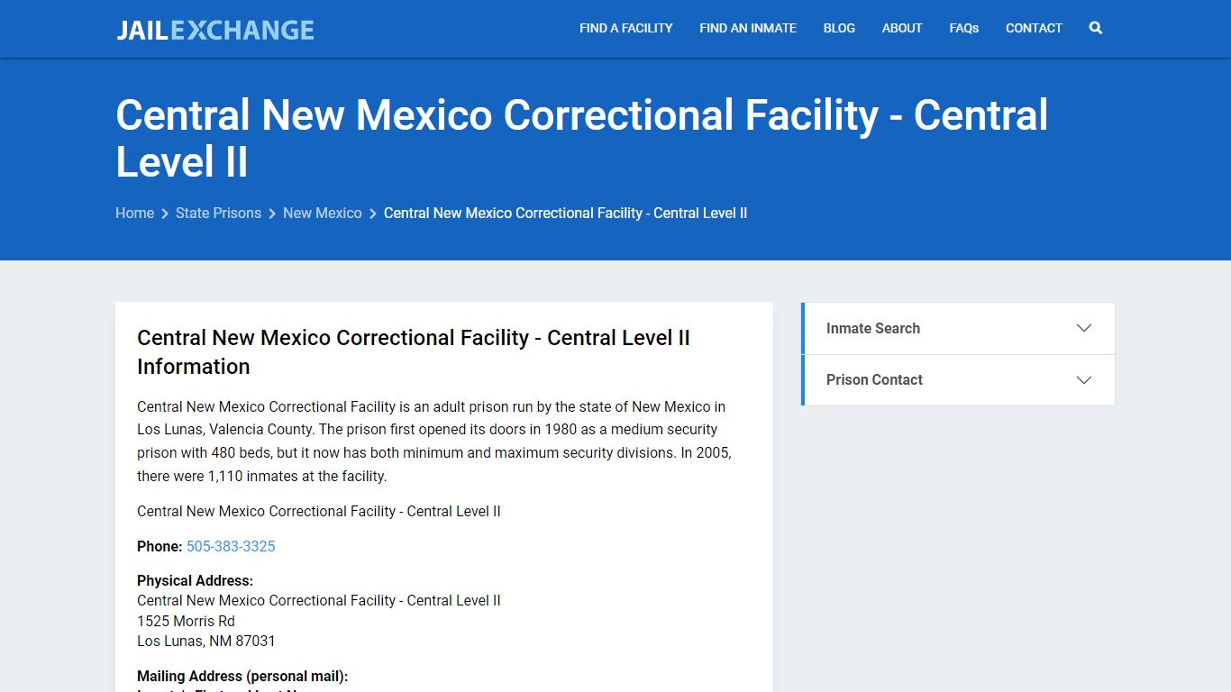 Central New Mexico Correctional Facility - Central Level II Inmate ...